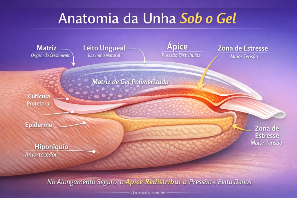 Anatomia da unha e seus pontos de tensão no alongamento em gel