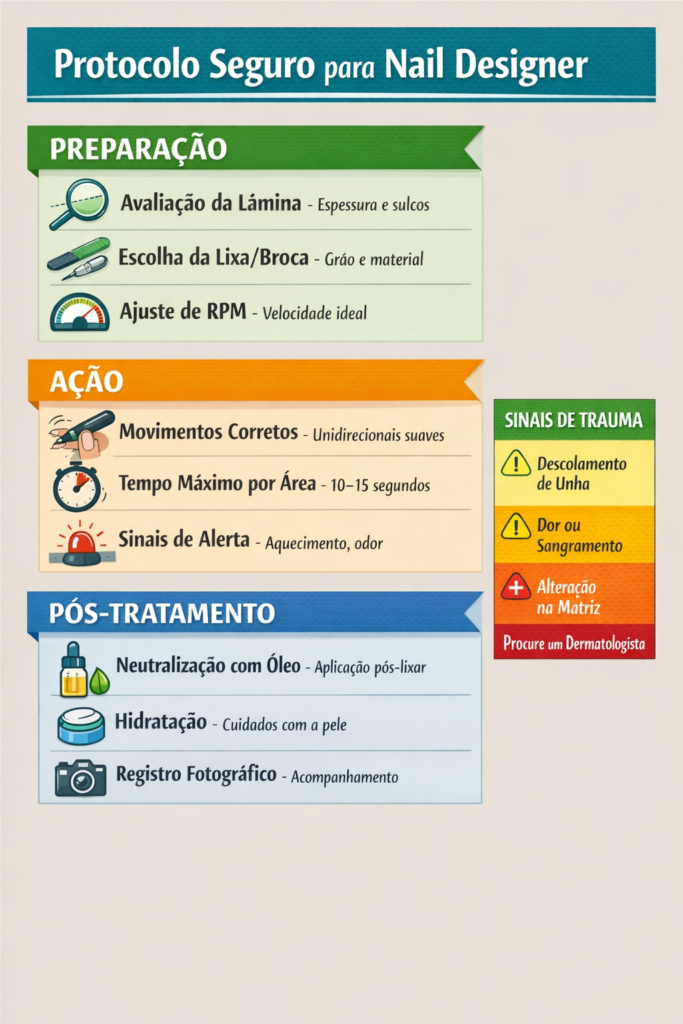 Fluxo Técnico de Lixamento e Trauma Ungueal